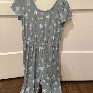 Girls Size 12 Floral Blue Jumpsuit